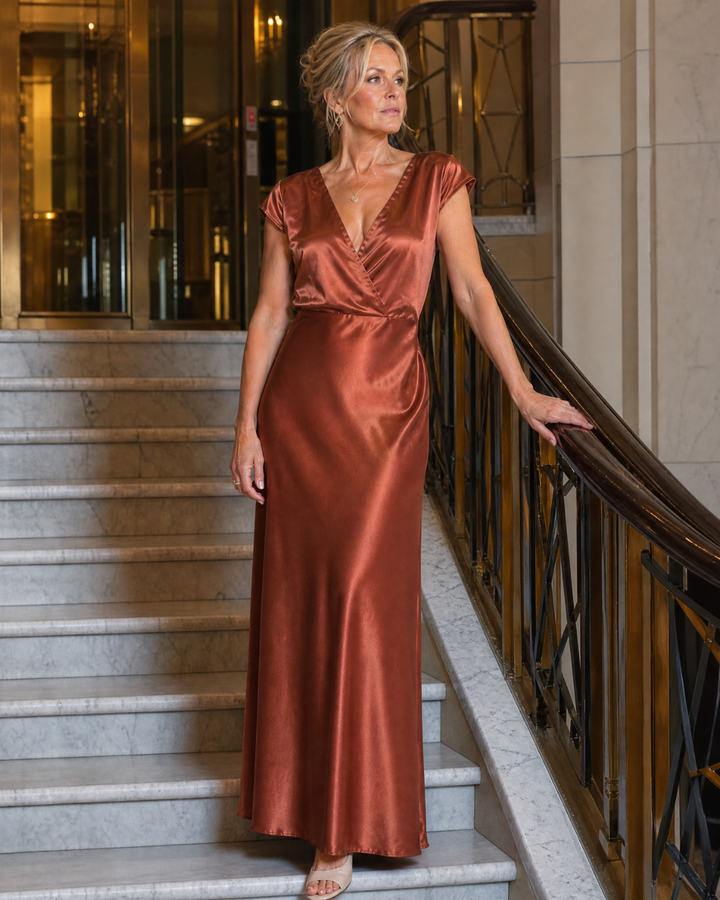Samouse | Cap Sleeve Wrap Bodice Maxi Dress