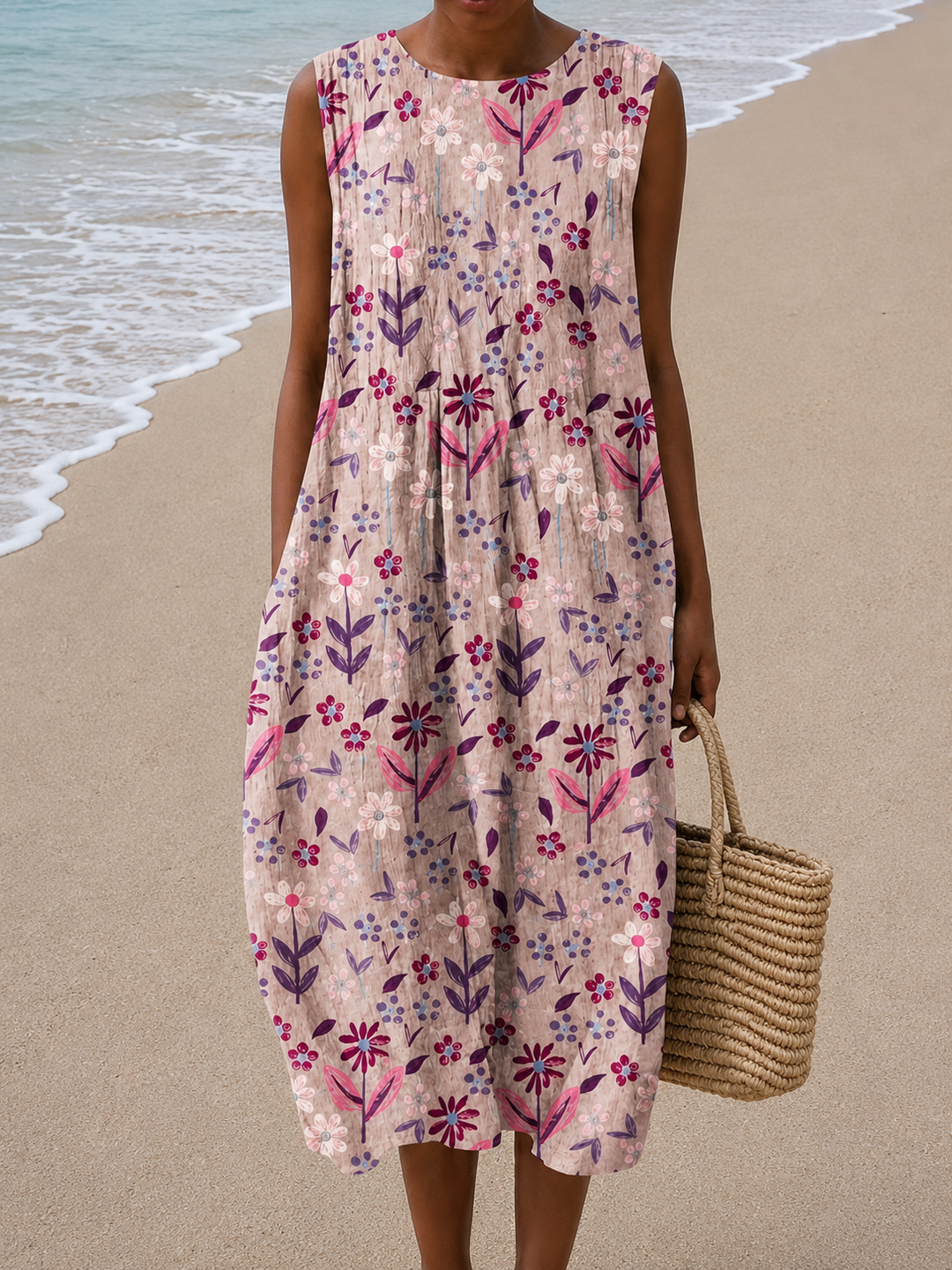 Abigail - Women’s Sleeveless Relaxed Fit Midi Dress
