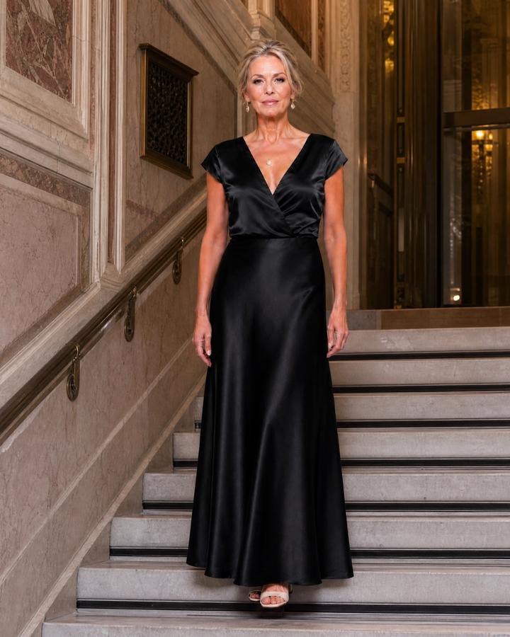Samouse | Cap Sleeve Wrap Bodice Maxi Dress
