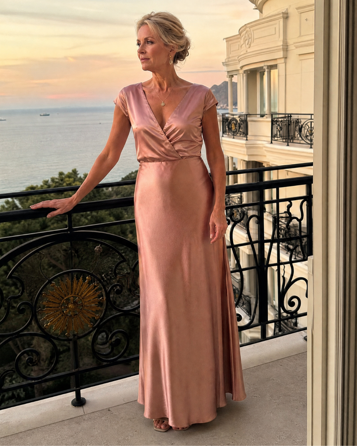 Samouse | Cap Sleeve Wrap Bodice Maxi Dress