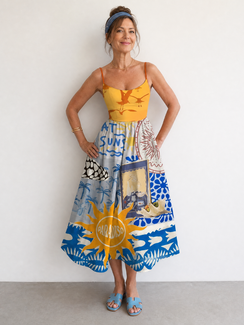Zarman | Coastal Print Sleeveless Midi Dress
