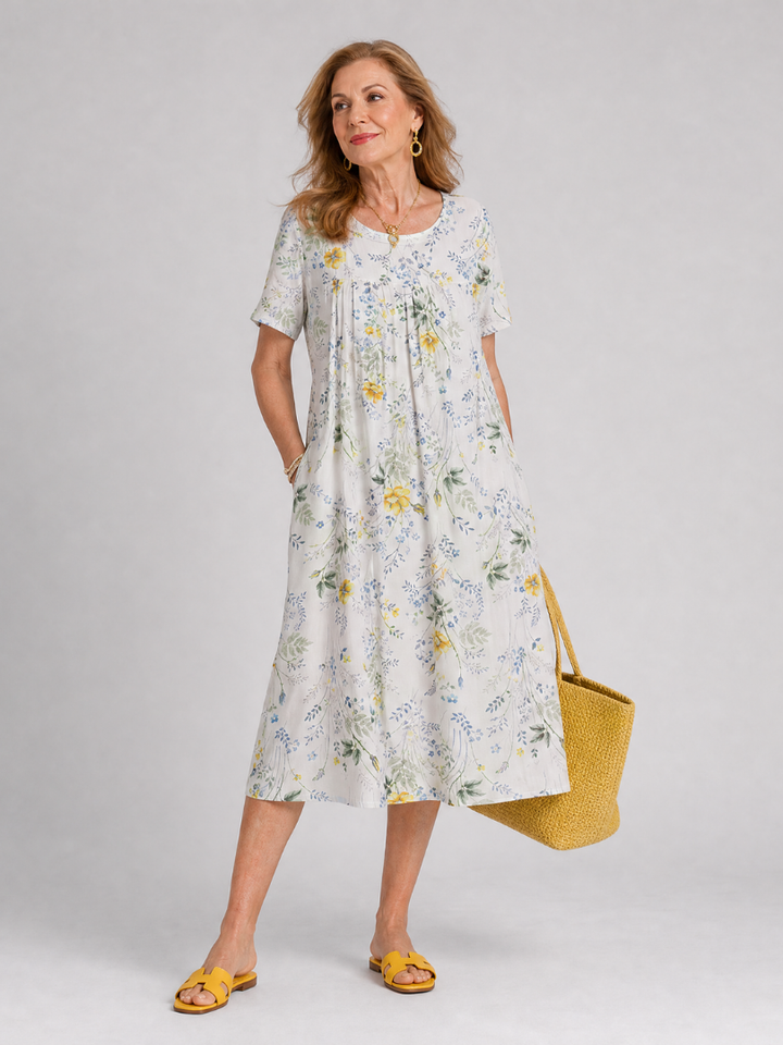 Sherry | Floral Gathered Midi Dress