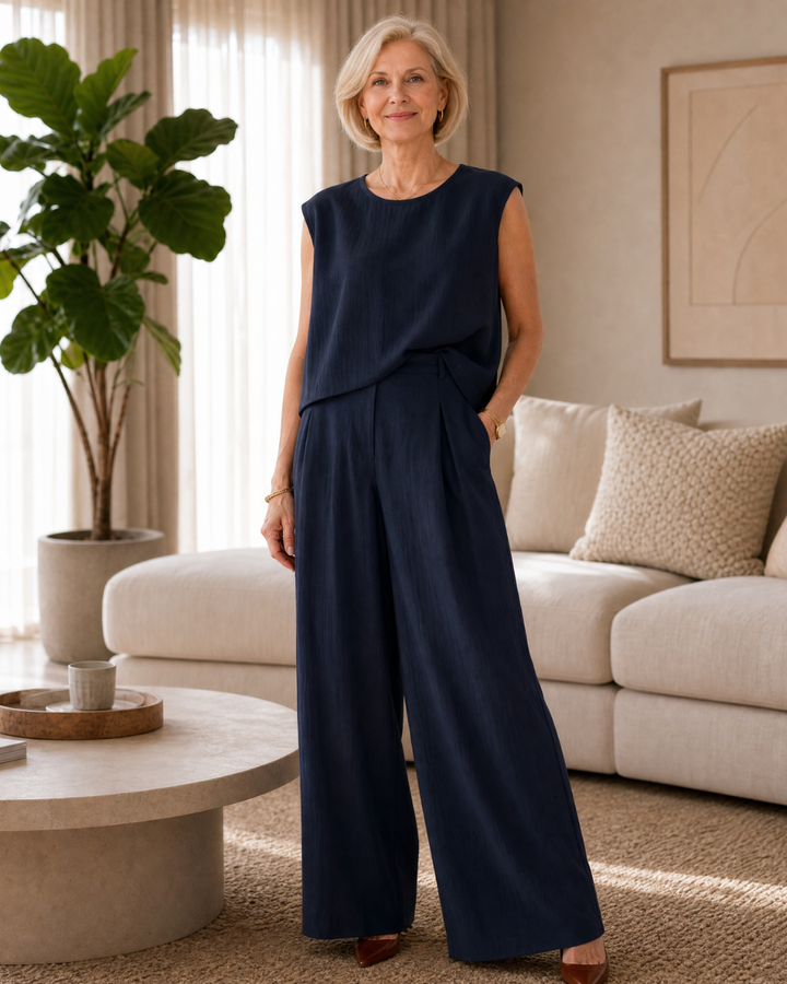 Noelisse | Sleeveless Relaxed Top And Wide Leg Pants Set