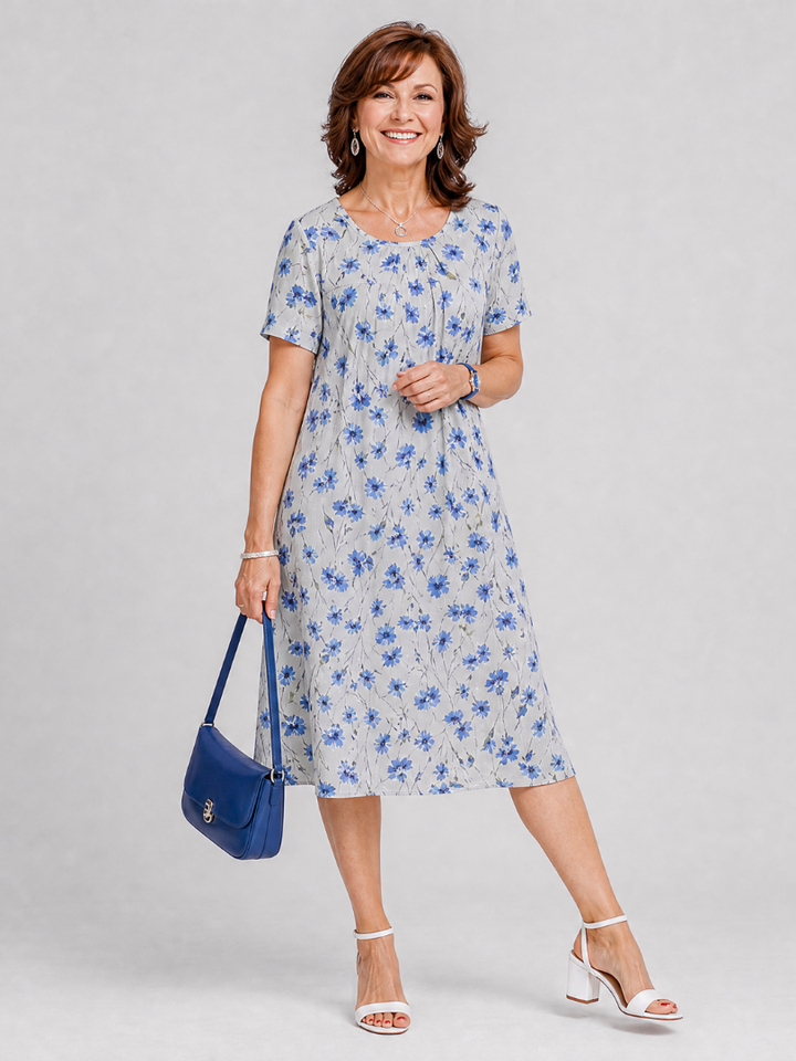 Karen | Floral Short Sleeve Midi Dress