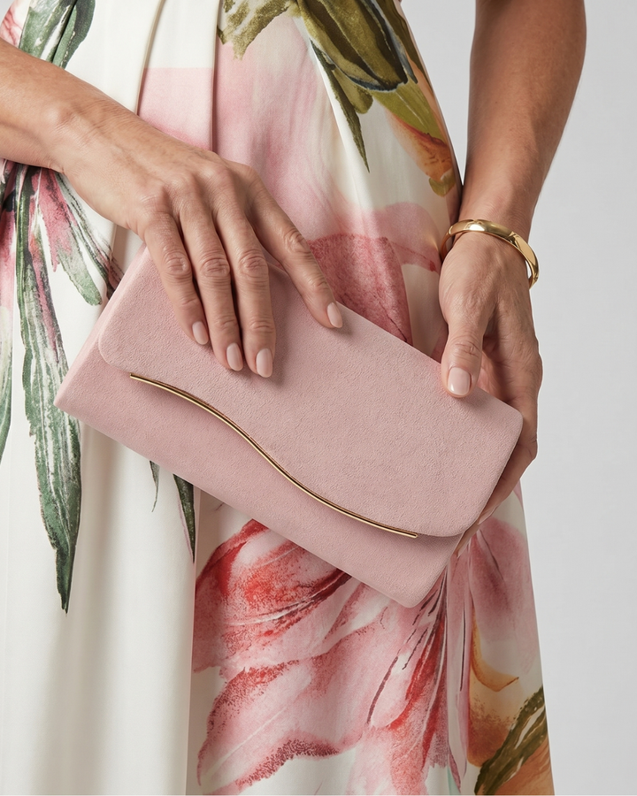 Noemi | Curved Metal Accent Envelope Clutch