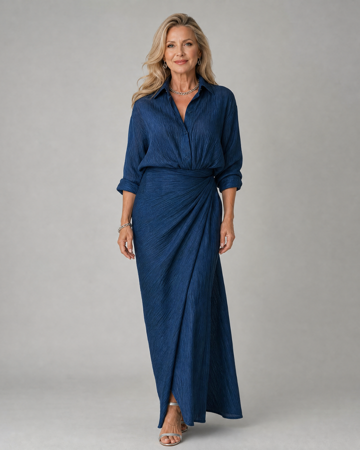 Mirque | Long Sleeve Wrap Front Maxi Dress