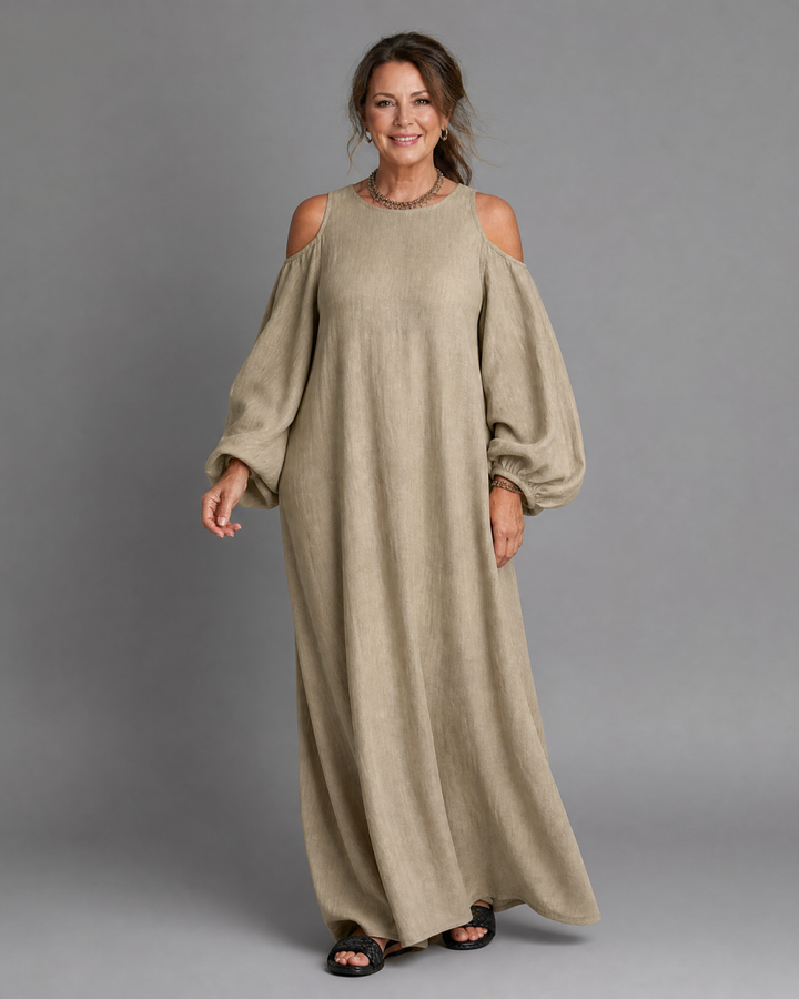 Sylphine | Cold Shoulder Balloon Sleeve Relaxed Maxi Dress