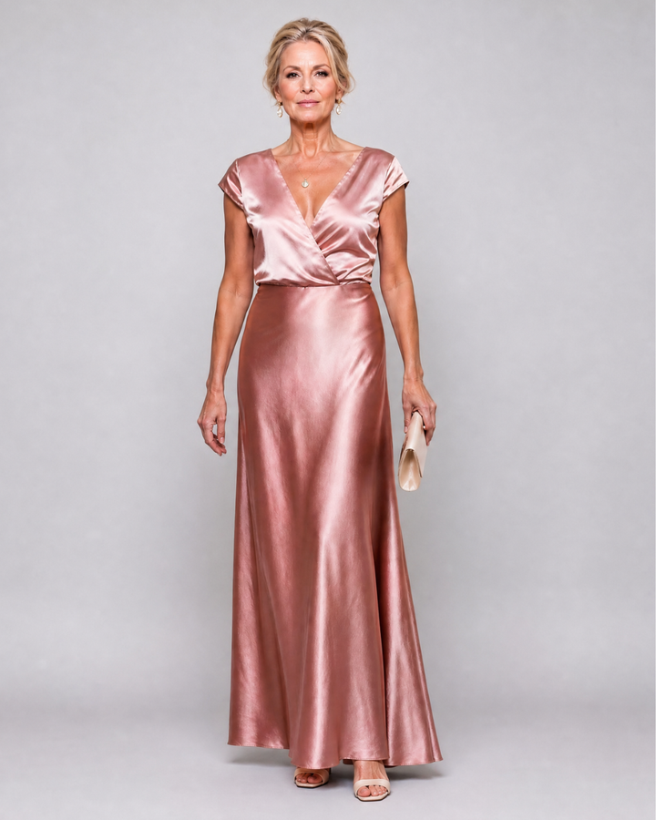 Samouse | Cap Sleeve Wrap Bodice Maxi Dress