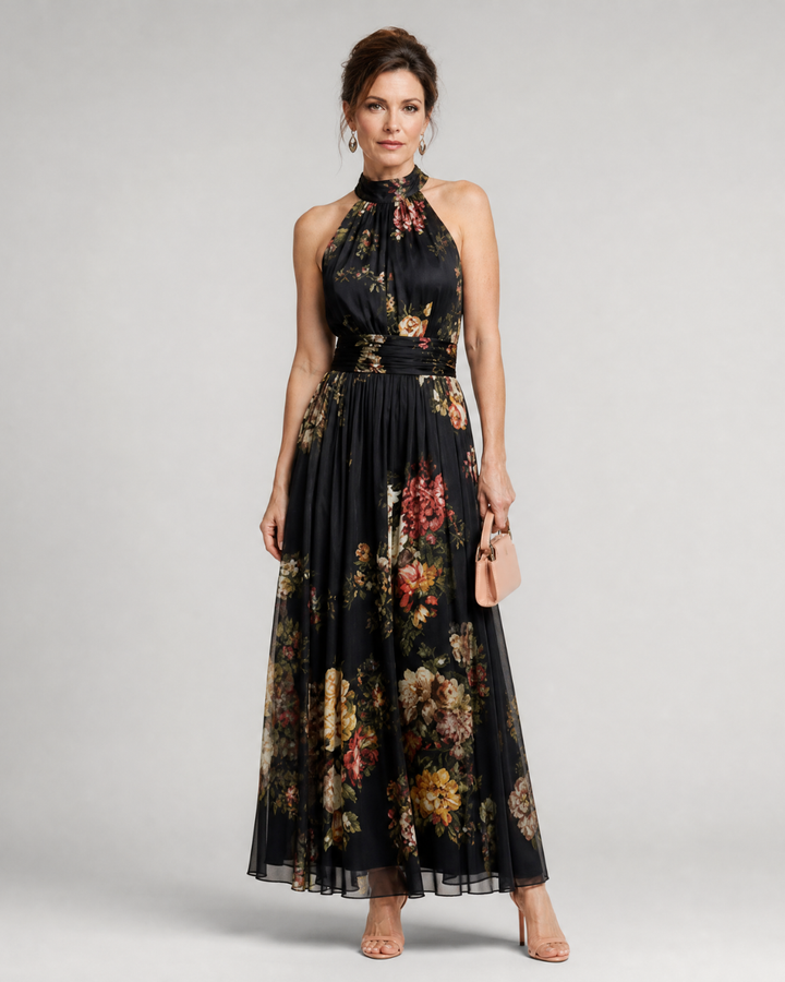 Sior | Floral Halter Neck Midi Dress