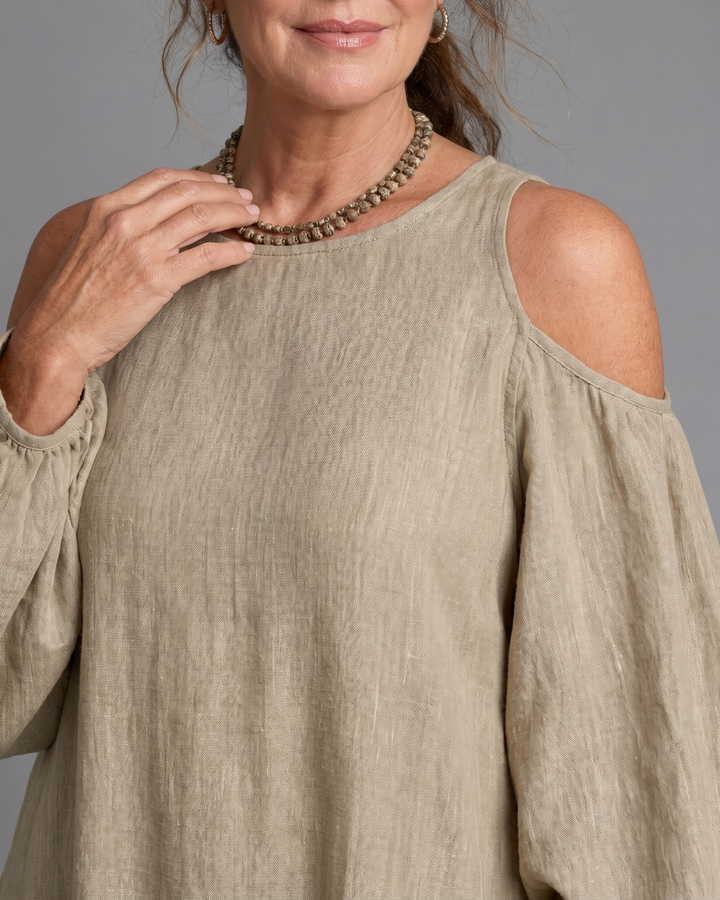Sylphine | Cold Shoulder Balloon Sleeve Relaxed Maxi Dress