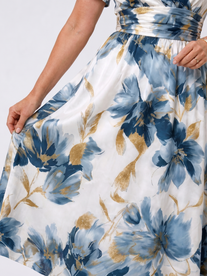 Evans | Floral Print Short Sleeve Wrap Midi Dress