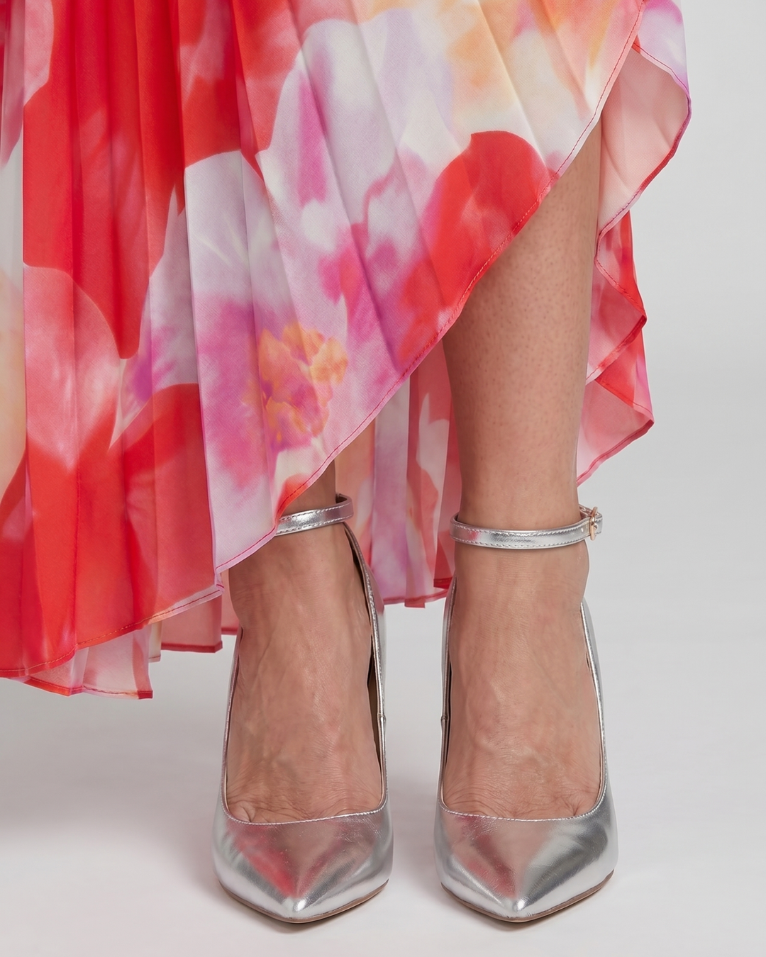 Marielle | Metallic Pointed Toe Ankle Strap Pumps