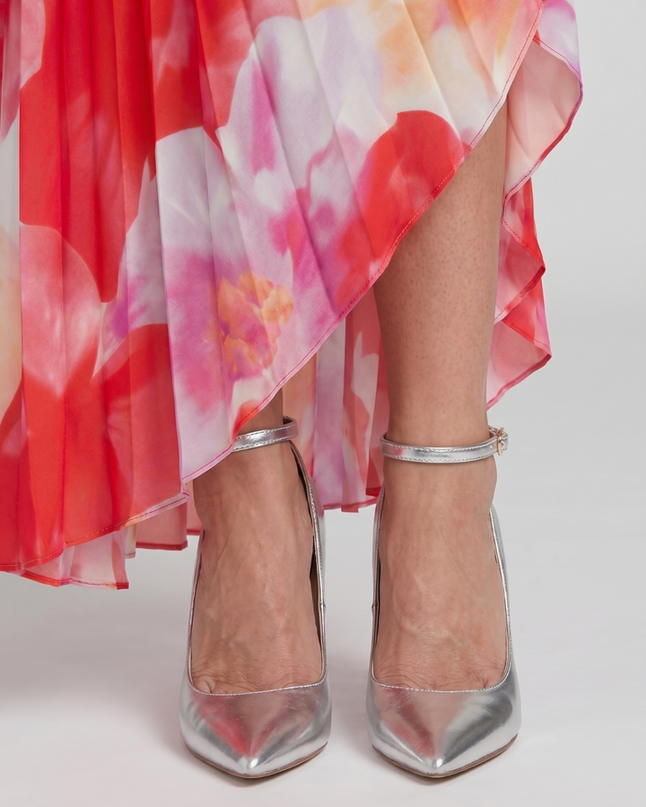 Marielle | Metallic Pointed Toe Ankle Strap Pumps