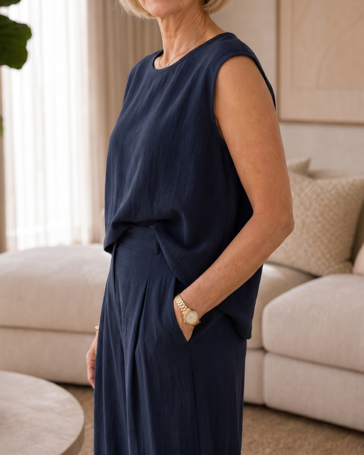 Noelisse | Sleeveless Relaxed Top And Wide Leg Pants Set