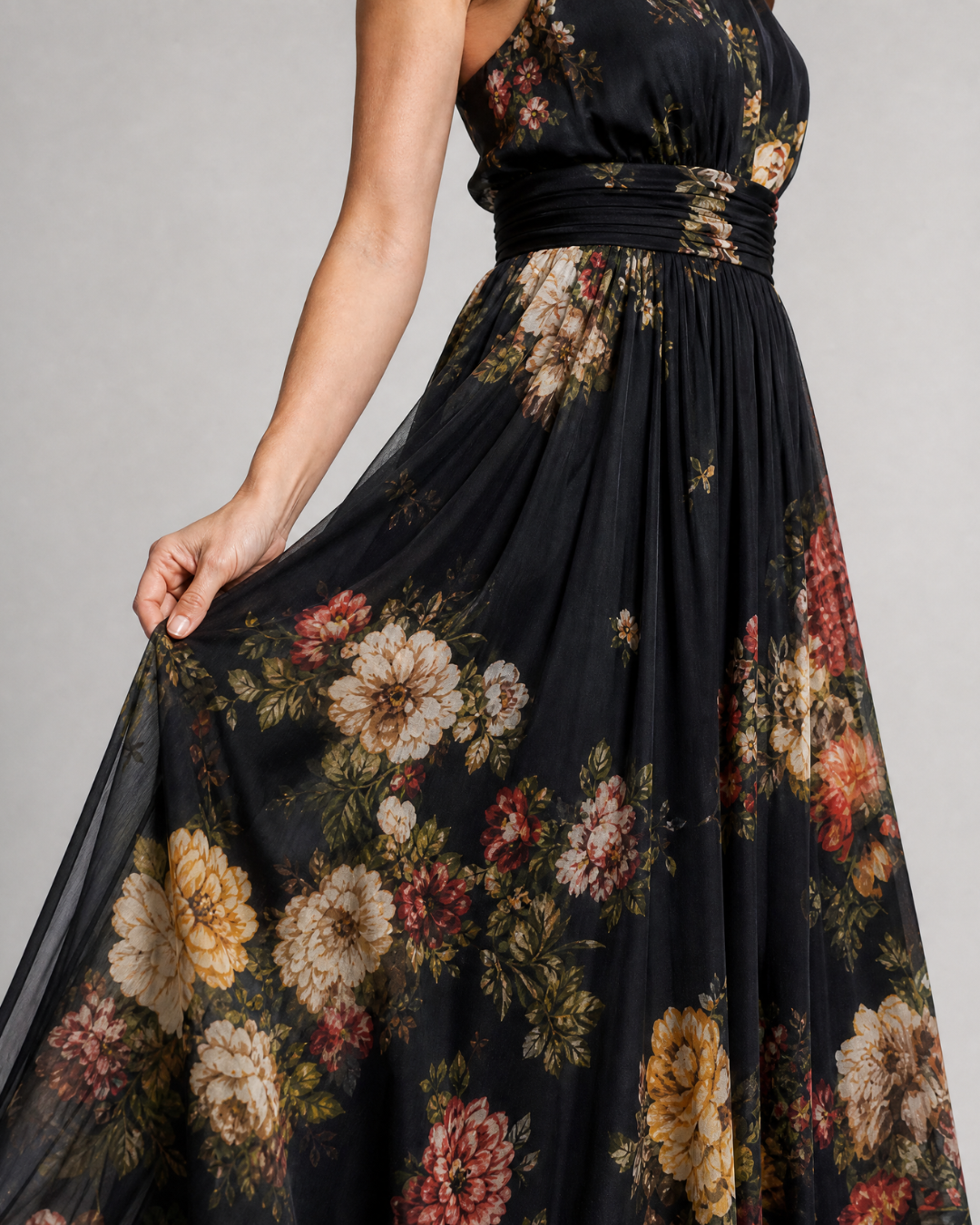 Sior | Floral Halter Neck Midi Dress