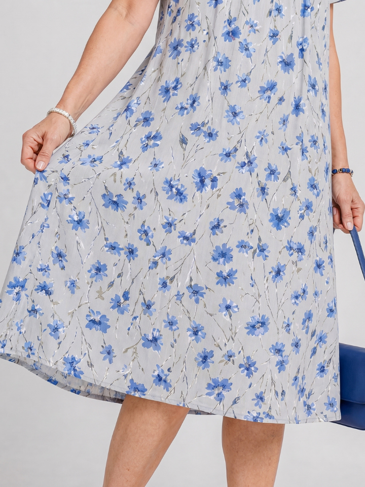 Karen | Floral Short Sleeve Midi Dress