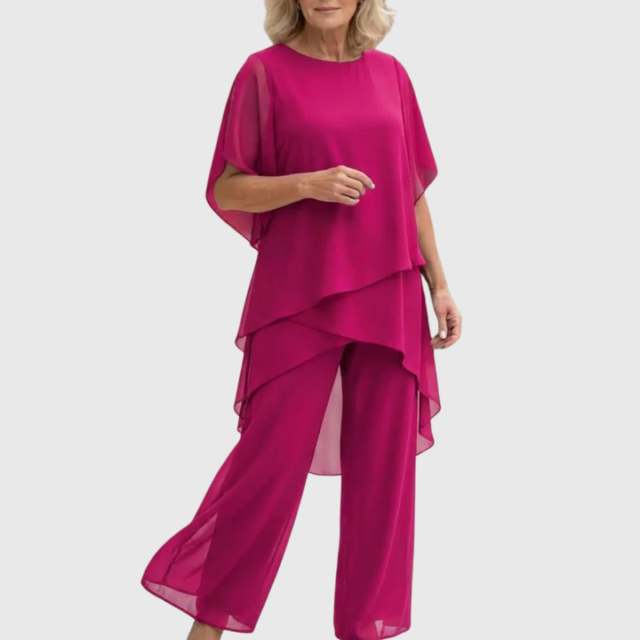 Linda | Suit with draped palazzo trousers