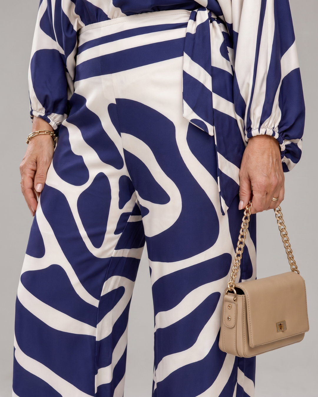 Sulaya | Abstract Print Off Shoulder Top And Wide Leg Pants Set
