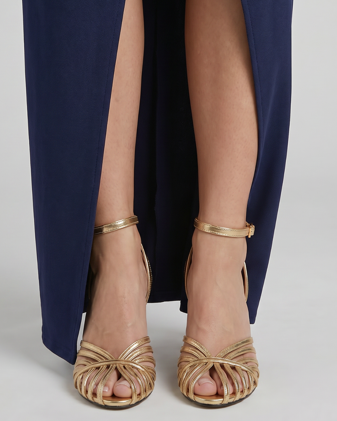 Sabine | Metallic Strappy Pointed Toe Heeled Sandals