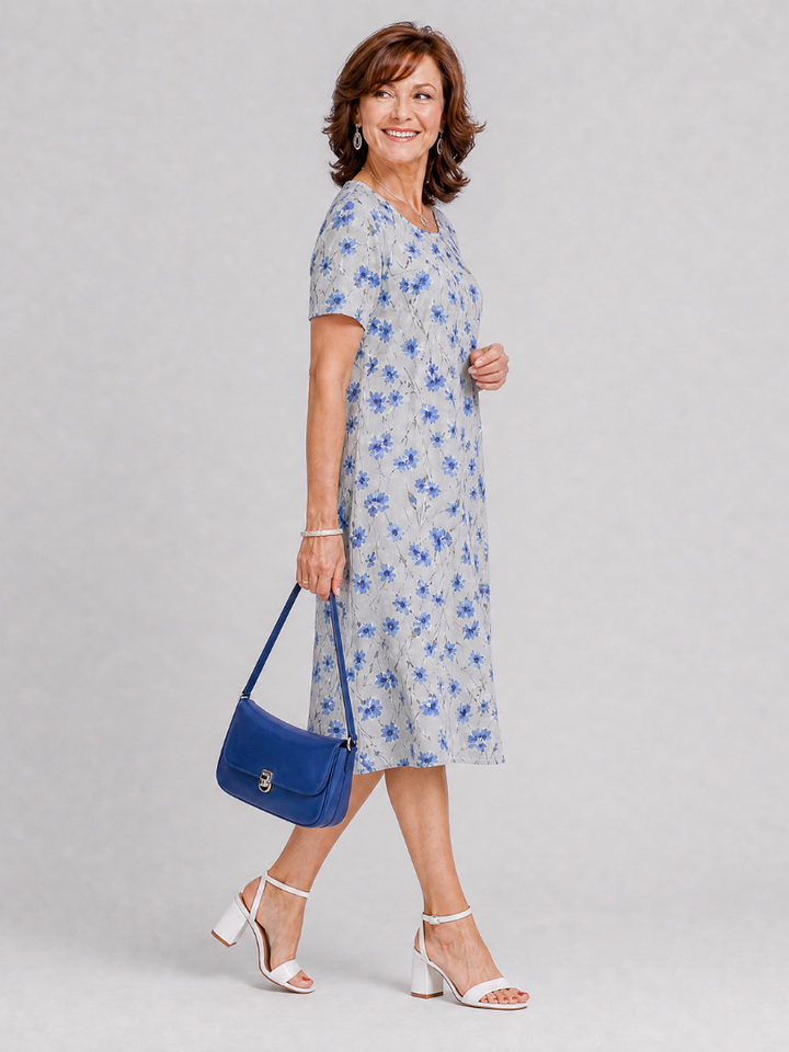 Karen | Floral Short Sleeve Midi Dress