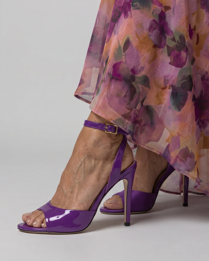 Selene | Metallic Ankle Strap Stiletto Sandals