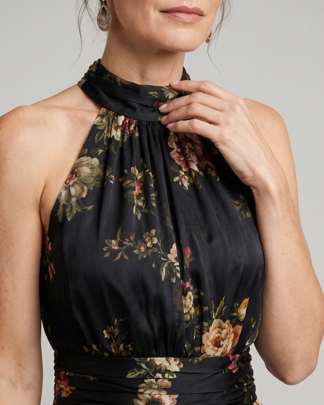 Sior | Floral Halter Neck Midi Dress