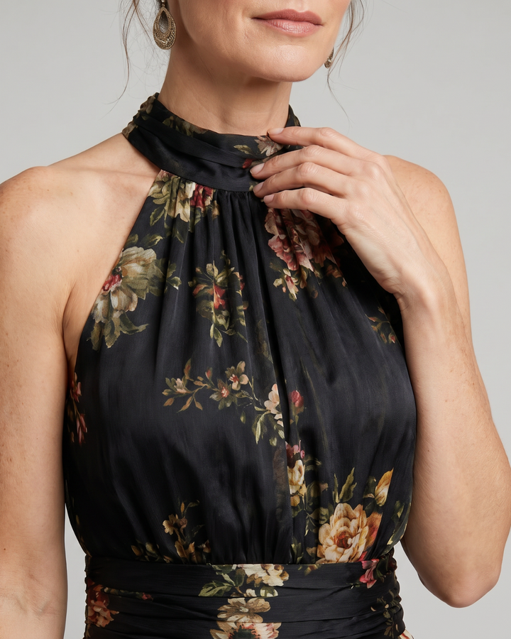 Sior | Floral Halter Neck Midi Dress