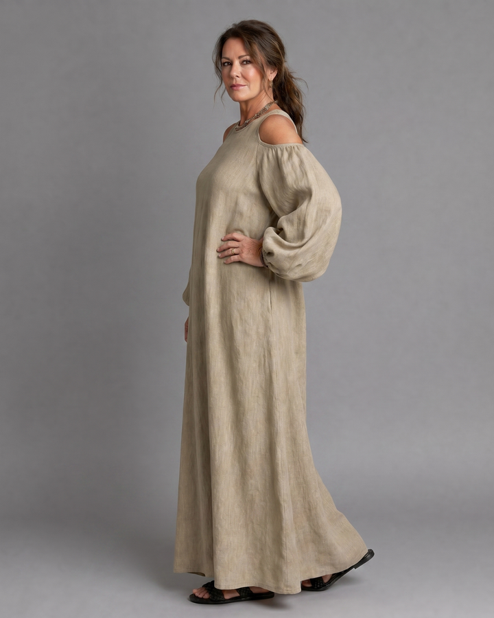 Sylphine | Cold Shoulder Balloon Sleeve Relaxed Maxi Dress