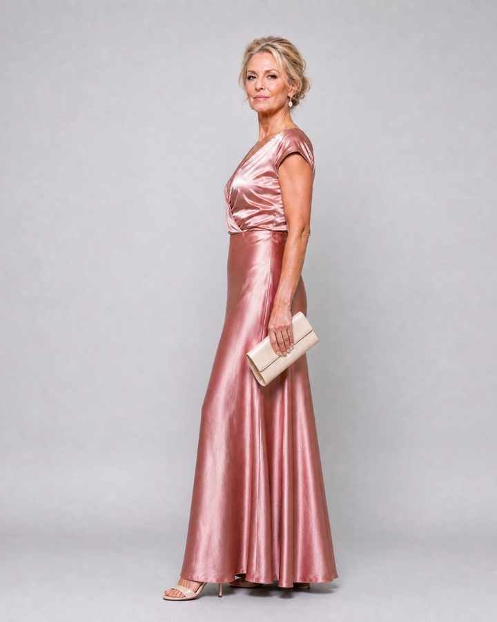 Samouse | Cap Sleeve Wrap Bodice Maxi Dress