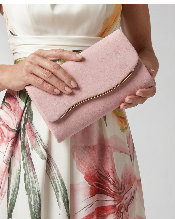 Noemi | Curved Metal Accent Envelope Clutch