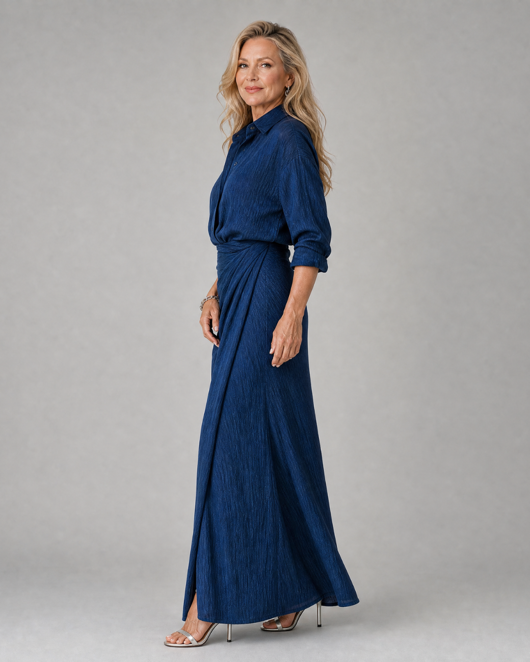Mirque | Long Sleeve Wrap Front Maxi Dress