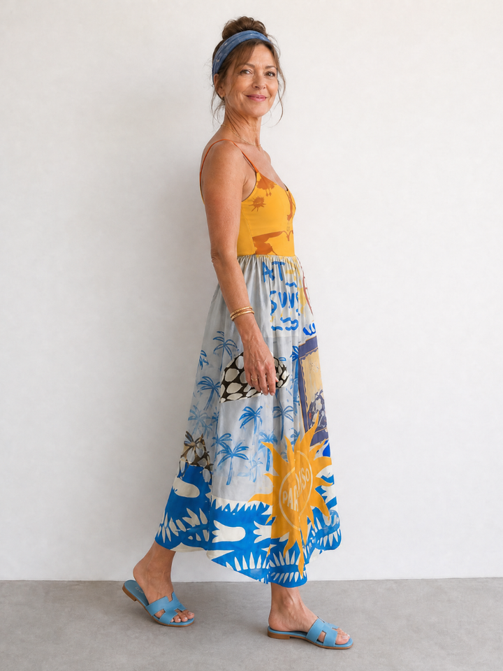 Zarman | Coastal Print Sleeveless Midi Dress