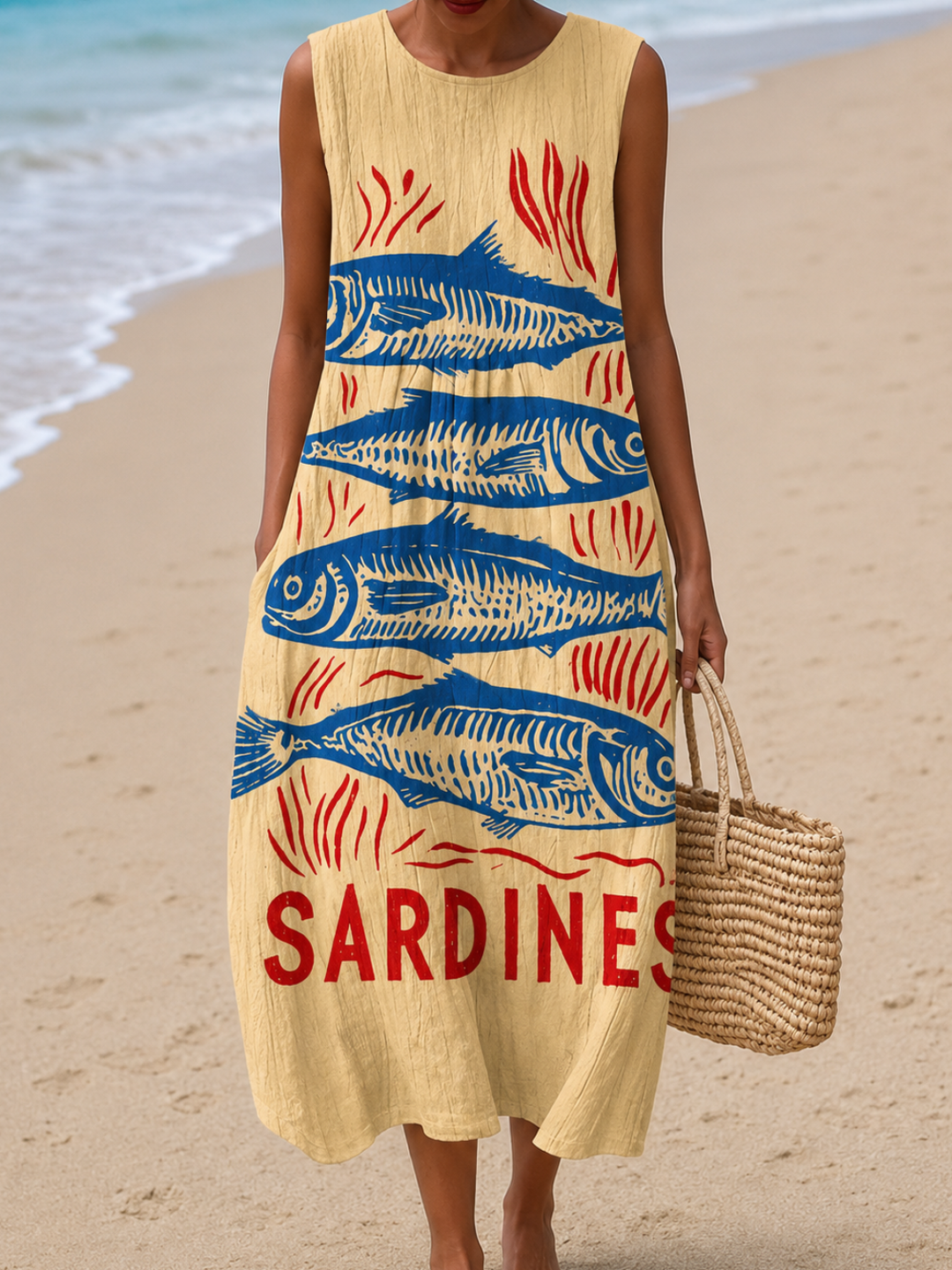 Katherine - Women’s Sleeveless Relaxed Fit Midi Dress