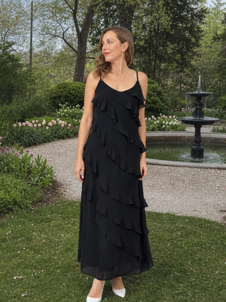Riper | Spaghetti Strap Layered Ruffle Detail Maxi Dress