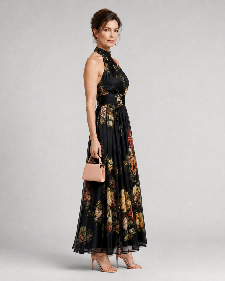 Sior | Floral Halter Neck Midi Dress