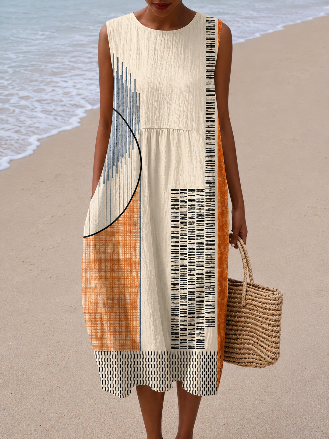 Amelia - Women’s Sleeveless Relaxed Fit Midi Dress