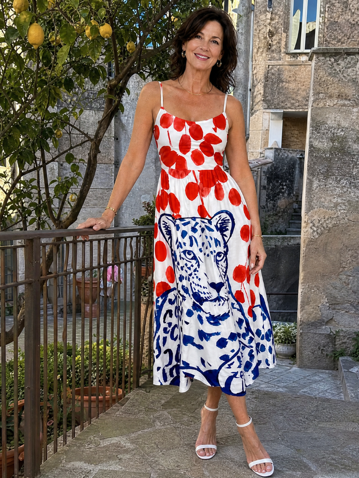 Zarelia | Leopard Graphic Print Midi Dress
