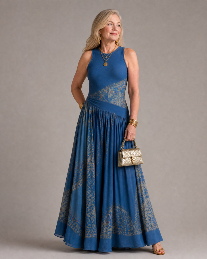 Velisse | Sleeveless Printed Bodice And Flowing Maxi Skirt Set