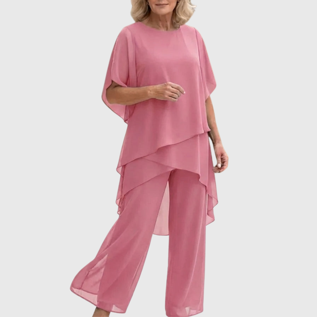 Linda | Suit with draped palazzo trousers