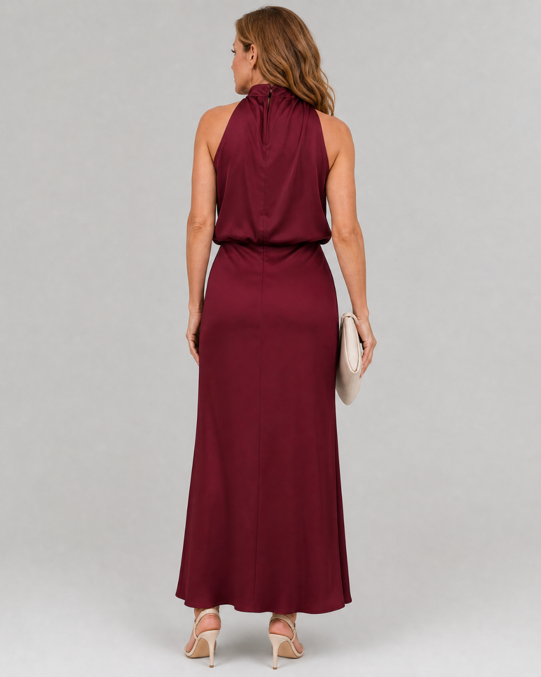 Nopal | Sleeveless Draped Neck Midi Dress
