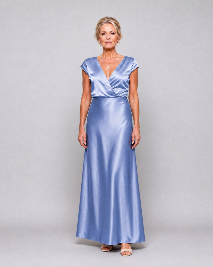 Samouse | Cap Sleeve Wrap Bodice Maxi Dress