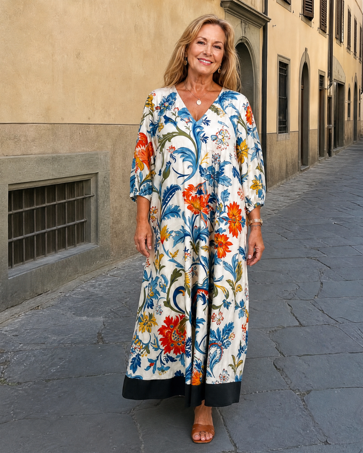 Avenelle | Botanical Scroll Print Everyday Pocket Midi Dress