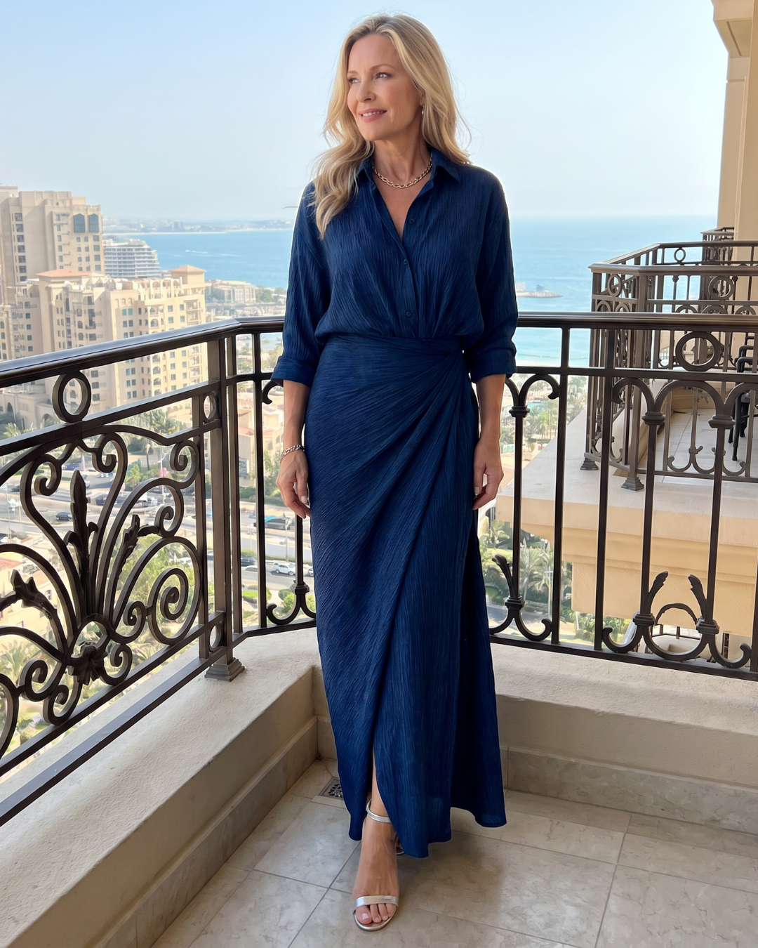 Mirque | Long Sleeve Wrap Front Maxi Dress