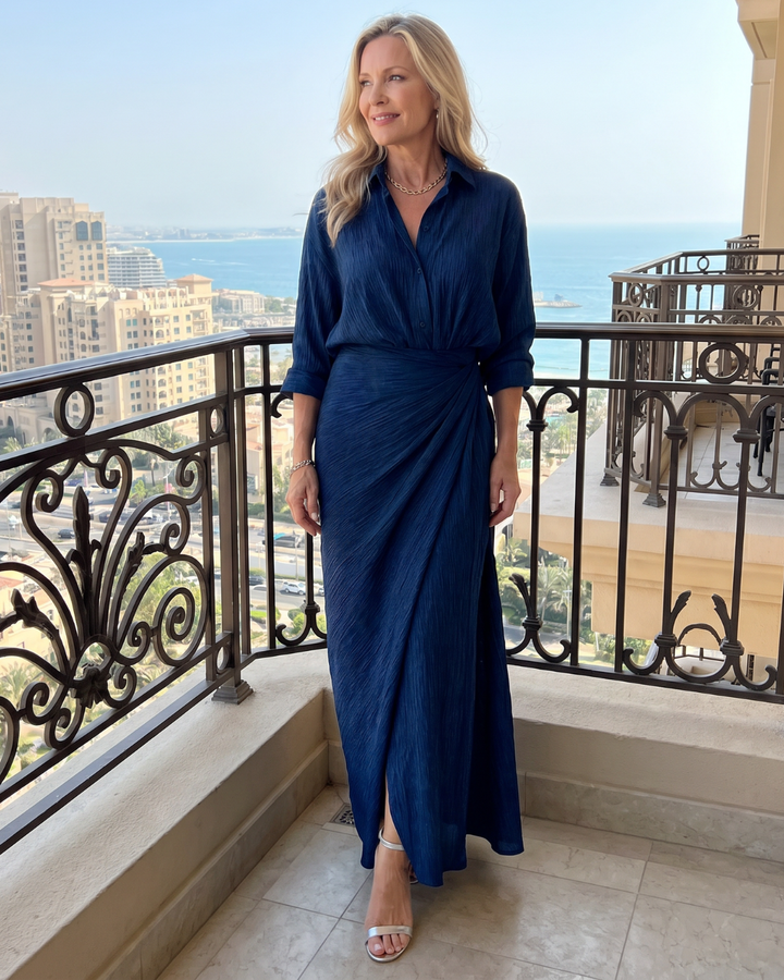 Mirque | Long Sleeve Wrap Front Maxi Dress