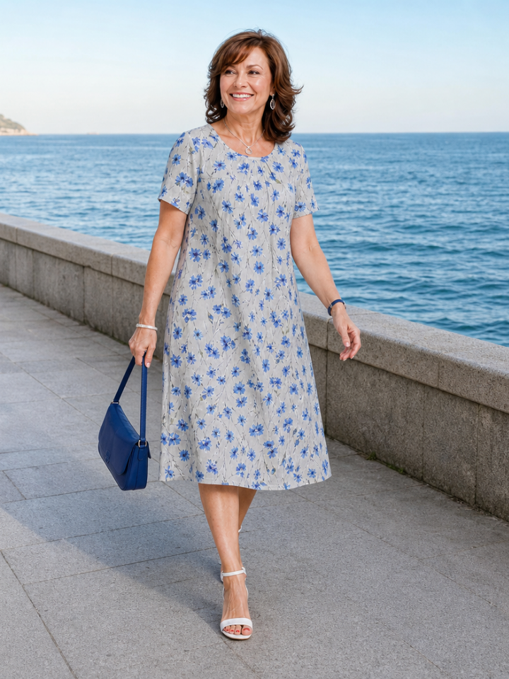 Karen | Floral Short Sleeve Midi Dress