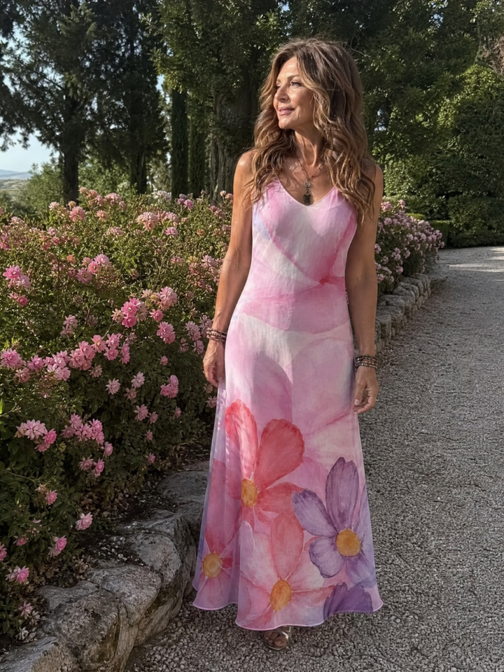 Nemen | Watercolor Flower Sleeveless Flowing Midi Dress