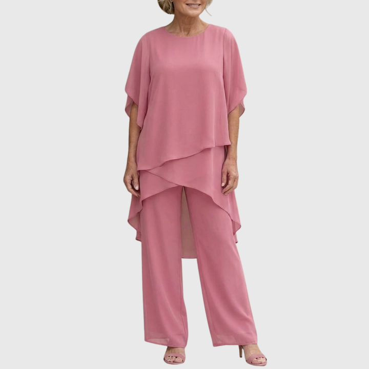 Linda | Suit with draped palazzo trousers