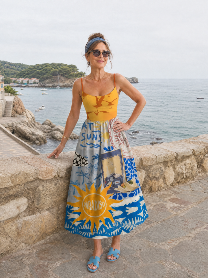 Zarman | Coastal Print Sleeveless Midi Dress