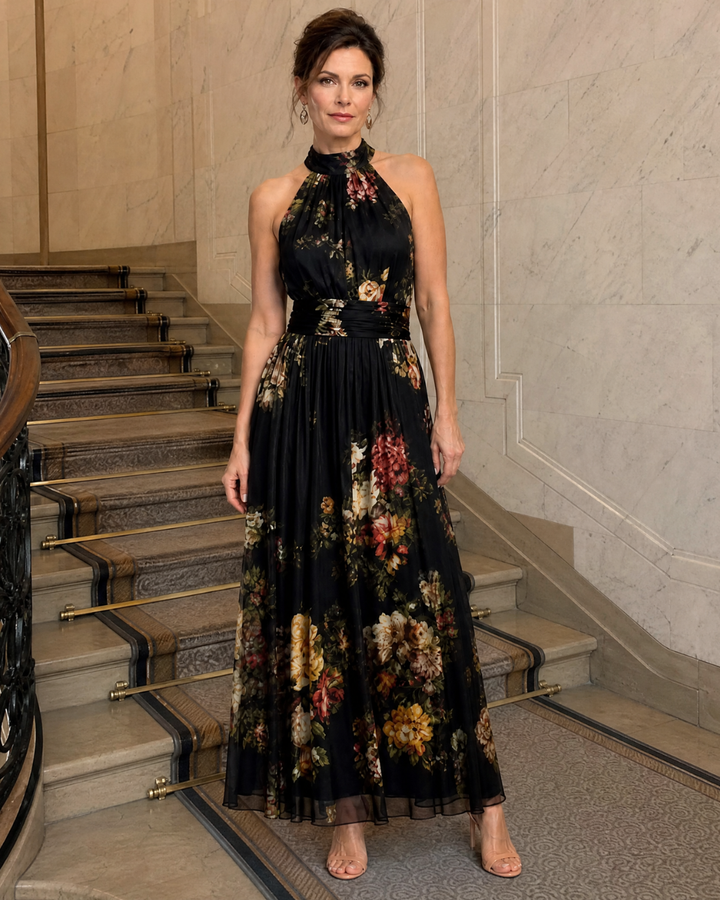 Sior | Floral Halter Neck Midi Dress