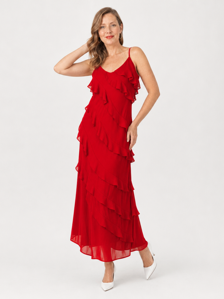 Riper | Spaghetti Strap Layered Ruffle Detail Maxi Dress